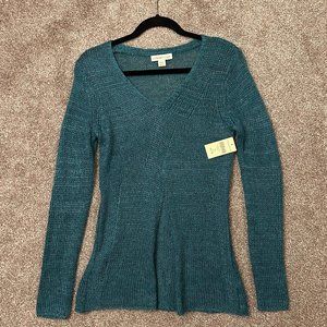 Coldwater Creek Woven Sweater Women's XS 4 Green, Wool Acrylic Blend, Never Worn